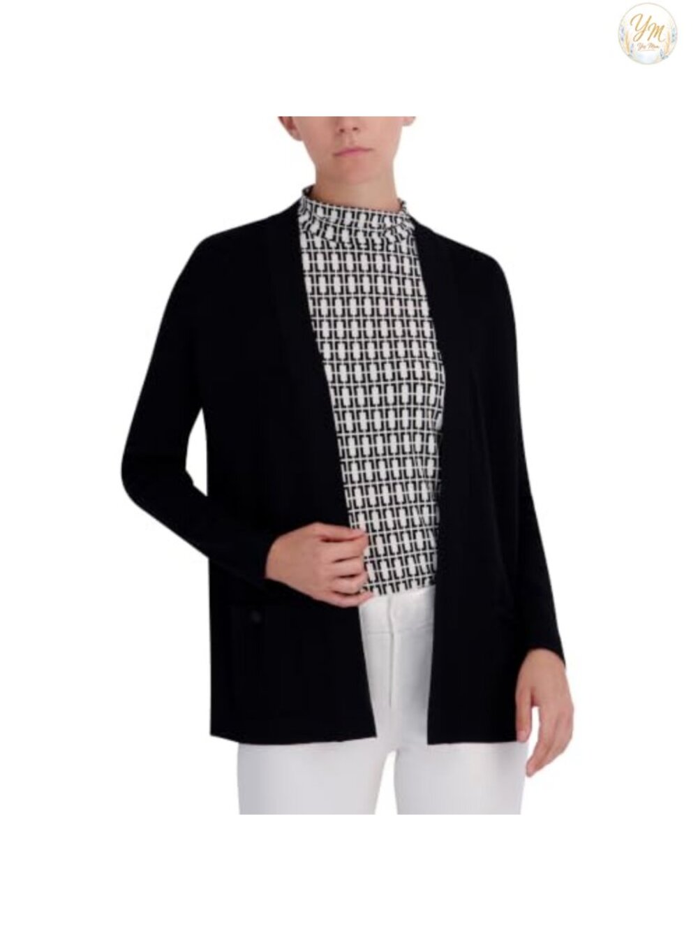Anne Klein Women's Cardigan Knit V-Neck Long Sleeve with Pockets